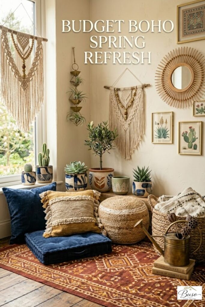 bohemian home decor in a beautiful home setting