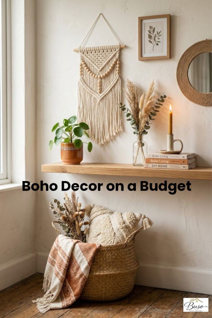 DIY bohemian decor in a beautiful home setting