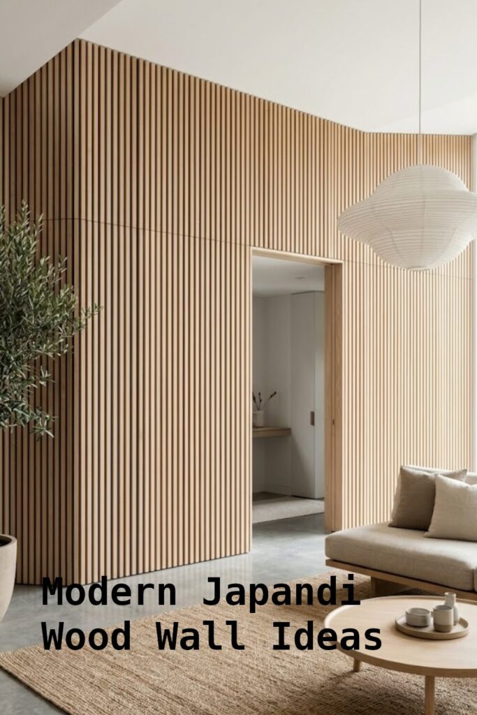 Japandi slatted wall in a beautiful home setting