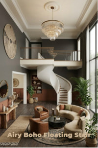 floating stairs in a beautiful home setting
