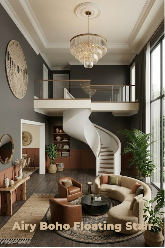 floating stairs in a beautiful home setting