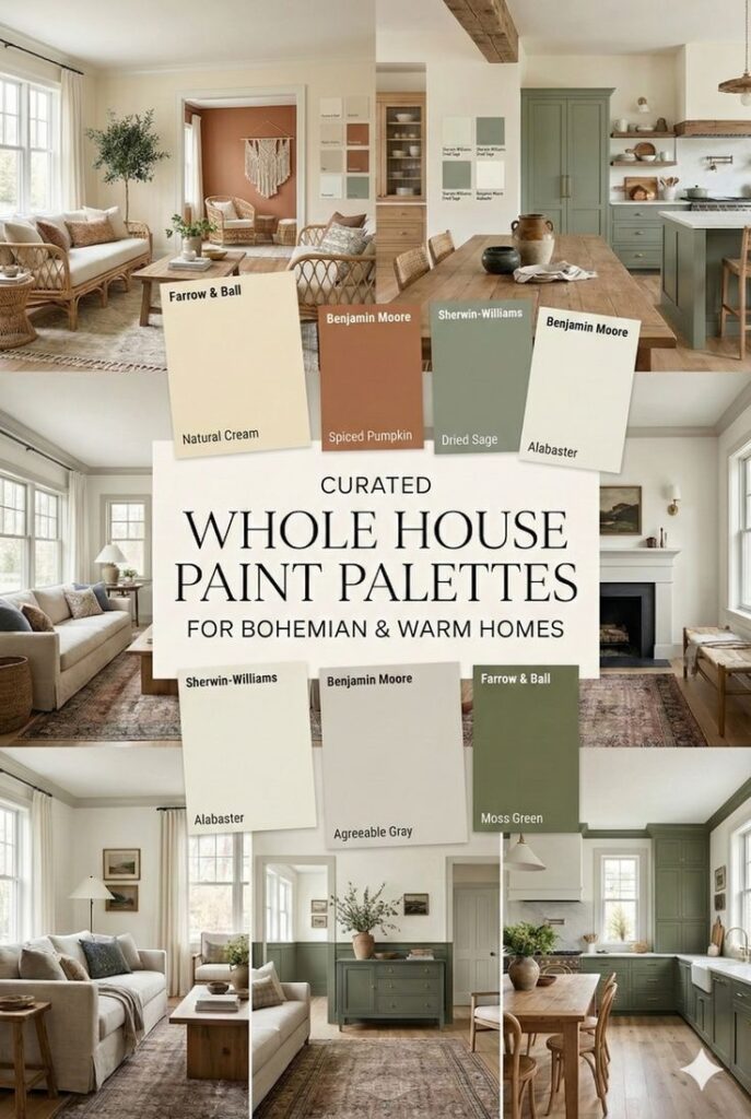 A Warm & Earthy Whole House Bohemian Paint Palette for a Cozy Home