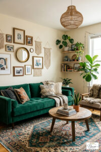 eclectic living room decor in a beautiful home setting