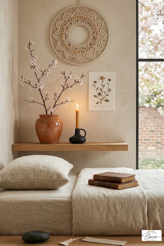 warm minimalist bedroom in a beautiful home setting