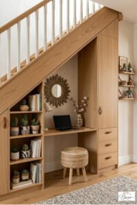 under stairs storage ideas in a beautiful home setting