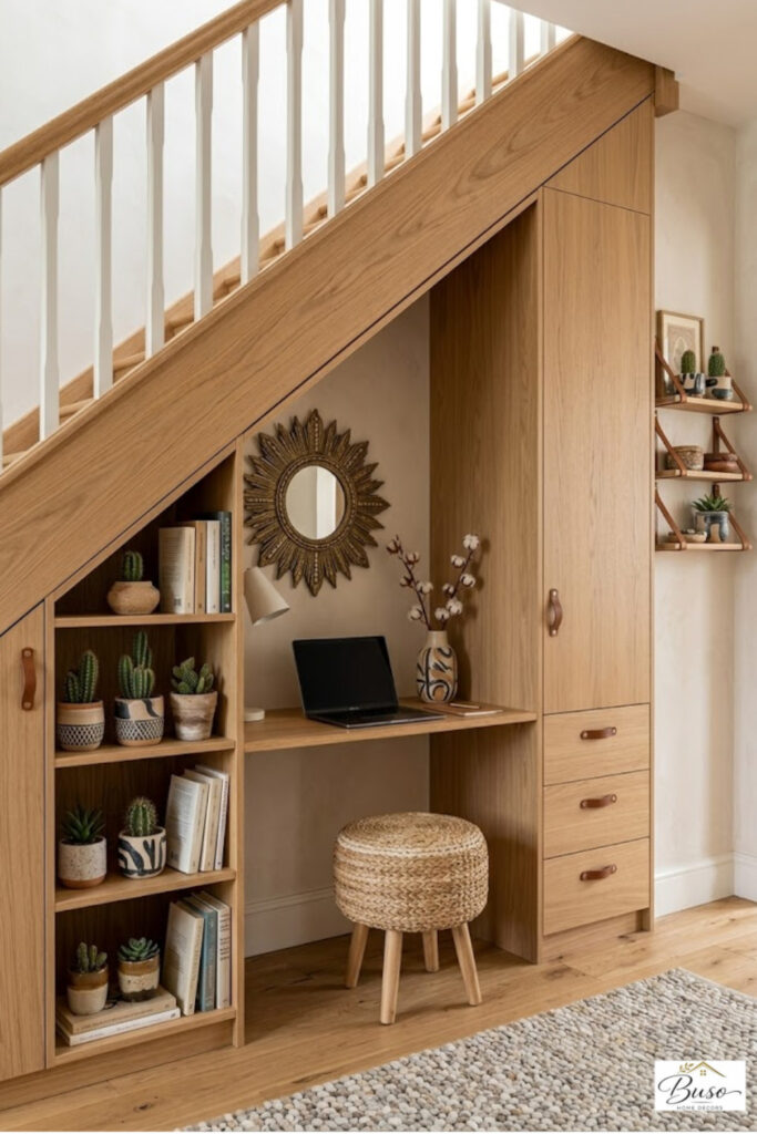 under stairs storage ideas in a beautiful home setting