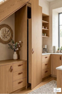 Hidden Storage Solutions: Hidden pantry door in a beautiful home setting