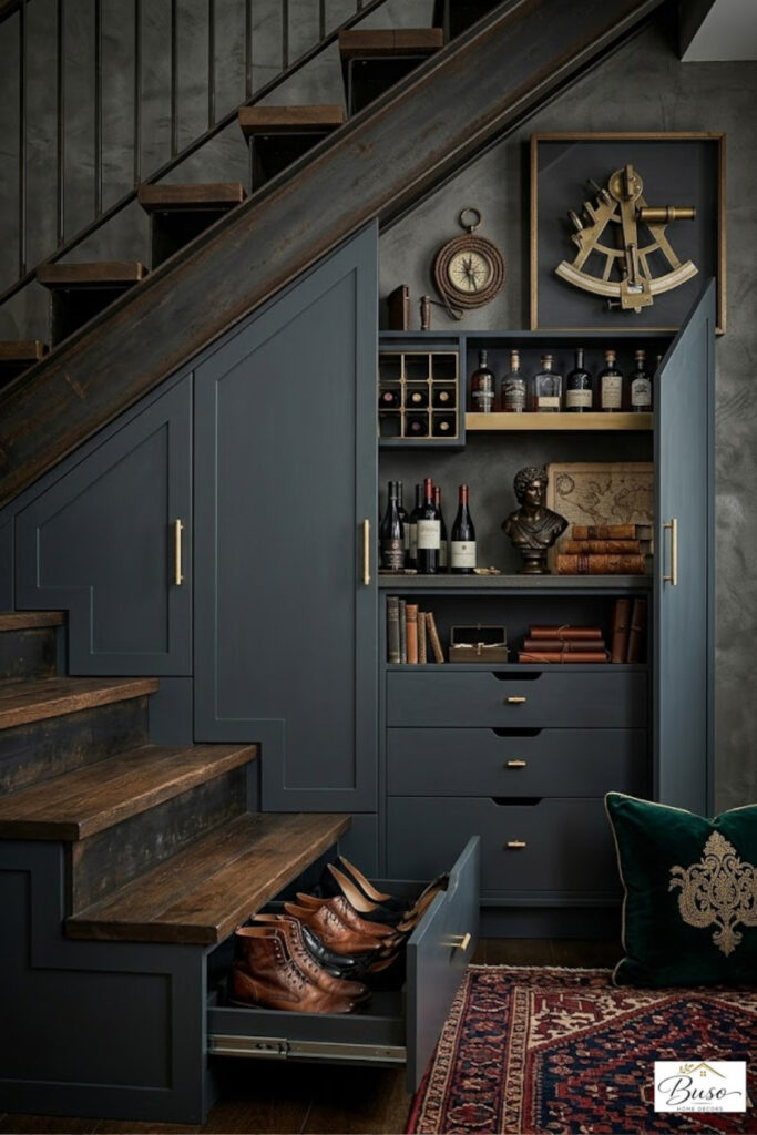 Hidden Storage Solutions: Hidden stairs storage in a beautiful home setting