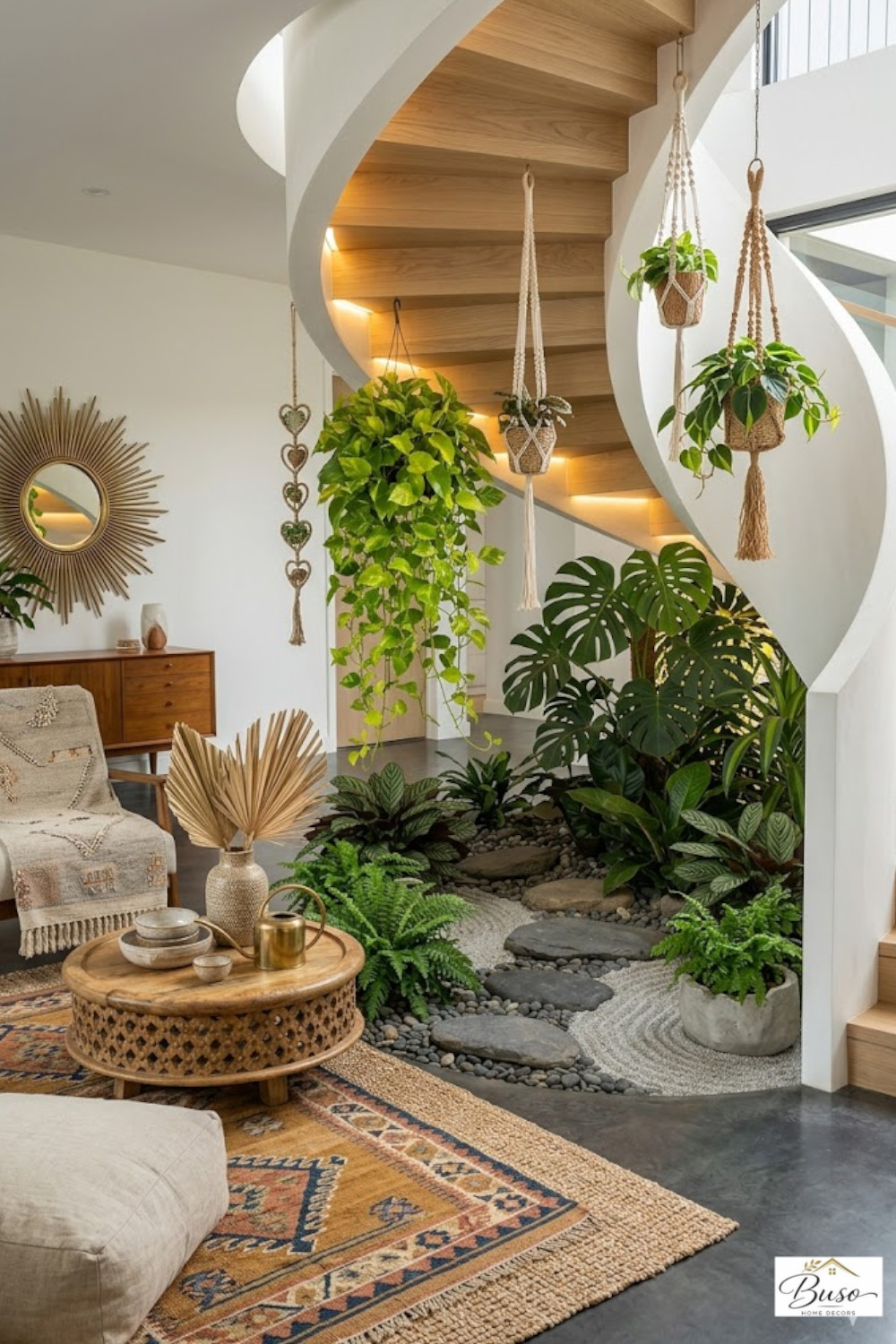 Modern Meets Boho: Softening Sharp Architectural Curves with Potted Palms