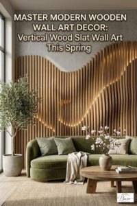 vertical Wood Slat Wall Art in a beautiful home setting
