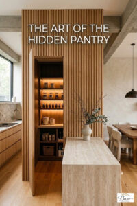 Seamless Hidden Pantry Door Ideas | Luxury Slatted Wood Wall Design