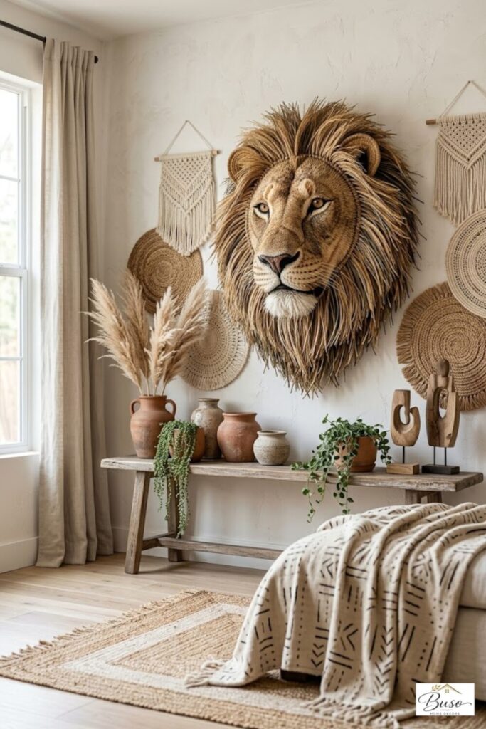 boho knit decors in a beautiful home setting