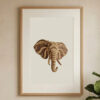 Flowing Wooden Elephant Head Printable Wall Art | 3D Luxury Layered Wood Geometric Digital Poster