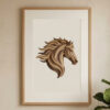 Flowing Wooden Horse Head Printable Wall Art | 3D Luxury Layered Wood Geometric Digital Poster