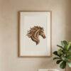 Flowing Wooden Horse Head Printable Wall Art | 3D Luxury Layered Wood Geometric Digital Poster