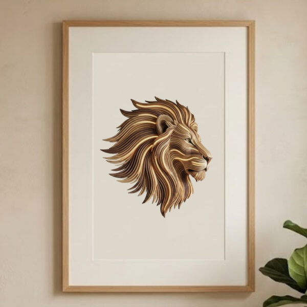 Luminous 3D Wooden Lion Wall Art