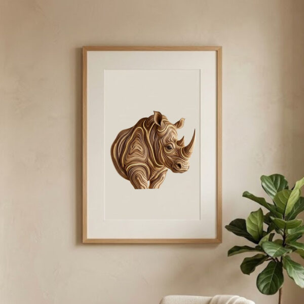 Wooden Rhino Head Printable Wall Art